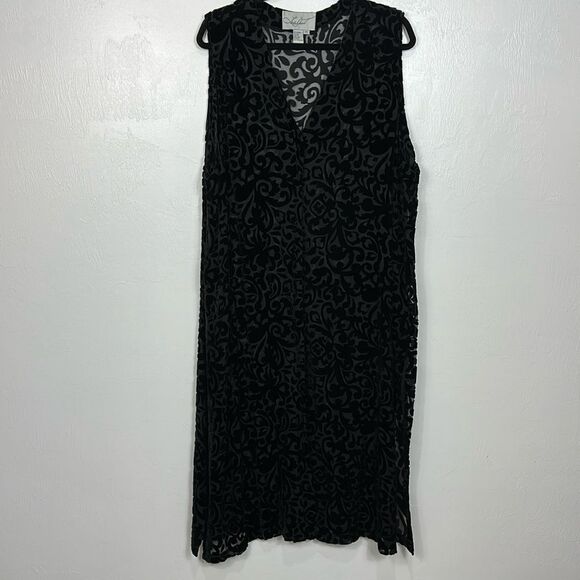 Linda Naub Vintage Silk Blend Burnout Velvet Sleeveless Tunic Top Size 2X - Picture 1 of 8